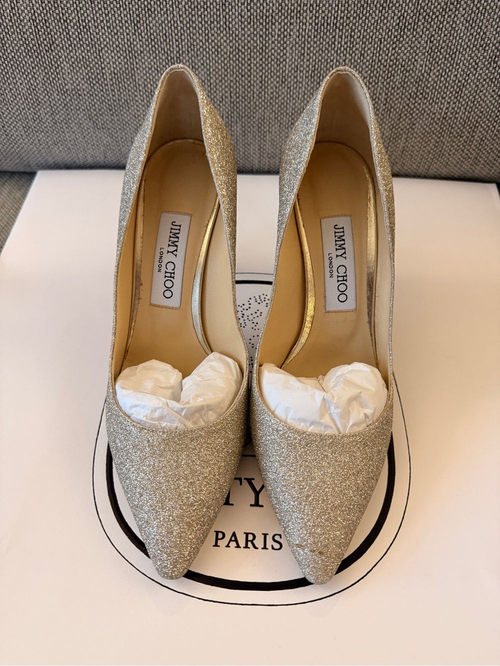 Jimmy Choo Women's Gold Glitter Pointed Pumps